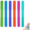 Hollow Teething Tubes Toys for Babies Girls Boys, 6 Pack Silicone Baby Teether Toy Tube for Infants with Nursing Biting Chewing, Chew Straws