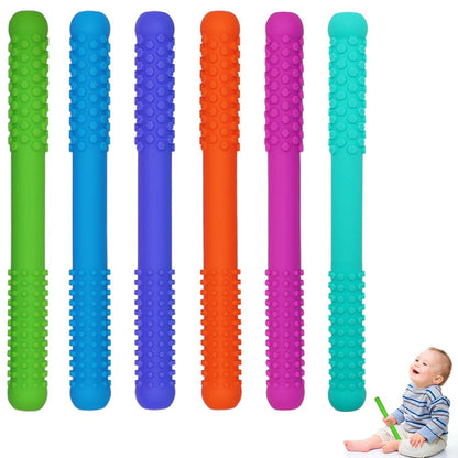 Hollow Teething Tubes Toys for Babies Girls Boys, 6 Pack Silicone Baby Teether Toy Tube for Infants with Nursing Biting Chewing, Chew Straws
