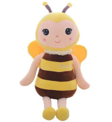 BABOLI Emotional Support Bee Stuffed Animal with Smile Face and Yellow Wings Soft Plush Fuzzy Bumblebee Toy Pillow Pretty Sweet Gifts for Honey Kids