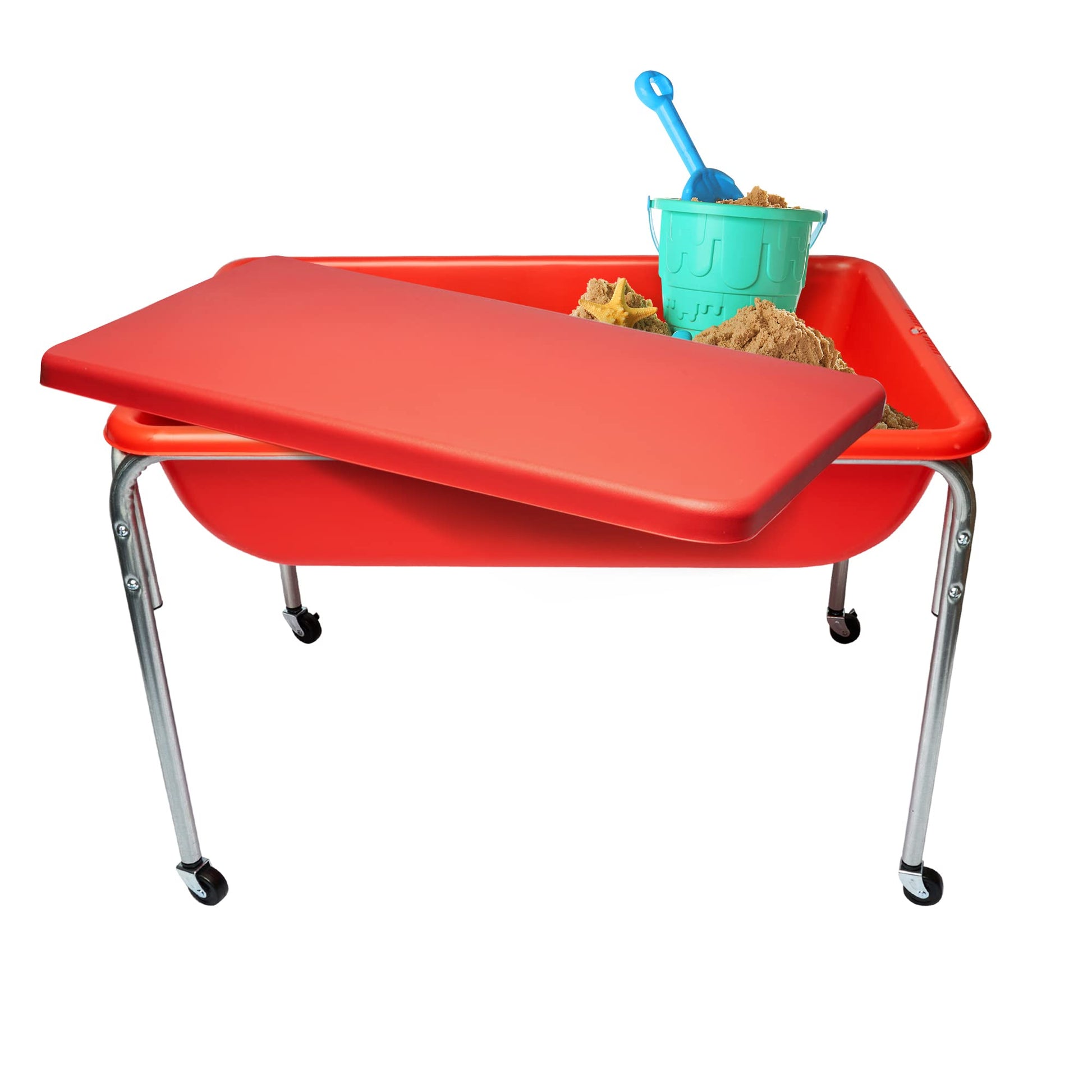 Children's Factory Water Table and Lid Set, Red Sensory Table for Kids, 24"