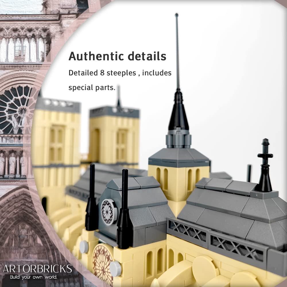ArtorBricks Notre Dame de Paris Architecture Model Kit - 1378-Piece Premium Building Set for Collectors, Detailed Display & Thoughtful Gift Idea