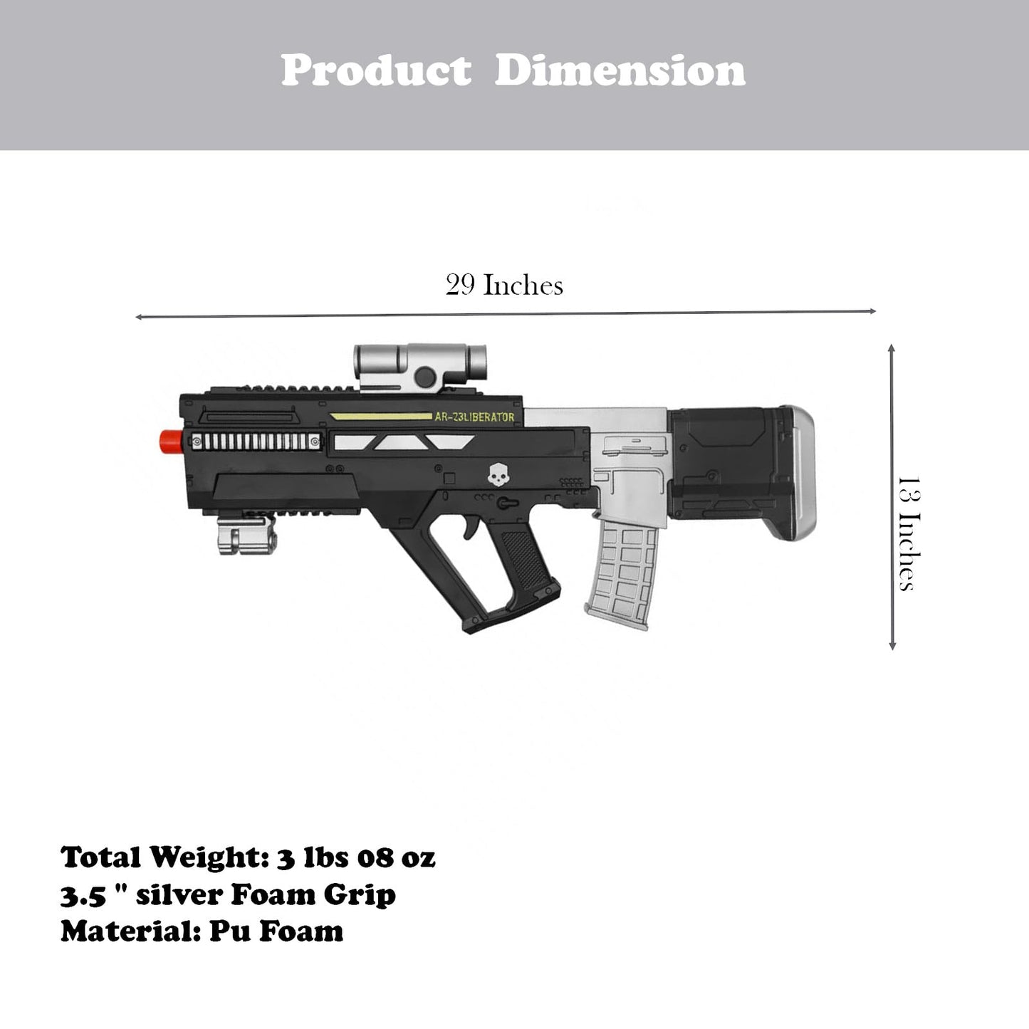 29 Inch Foam Prop 1:1 Scale Replica Cosplay Gun Lightweight EVA Realistic Design for Display & Role Play Halloween Collection