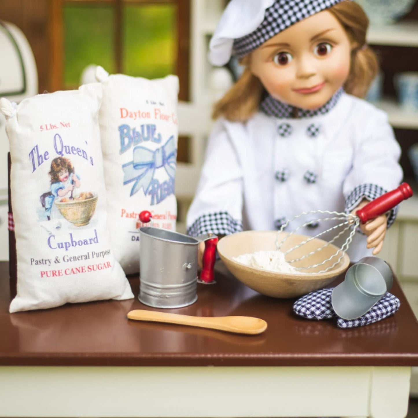 The Queen's Treasures 18 Inch Doll Baking Accessories, 7 Piece Vintage Kitchen Baking Tool Set and Food, Compatible with American Girl DollFurniture
