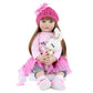 Angelbaby Adorable Reborn Toddler Doll Soft Body Real Life Long Hair Princess Hair, 24inch Handmade Silicone Reborn Baby Doll Sets and Doll Clothes