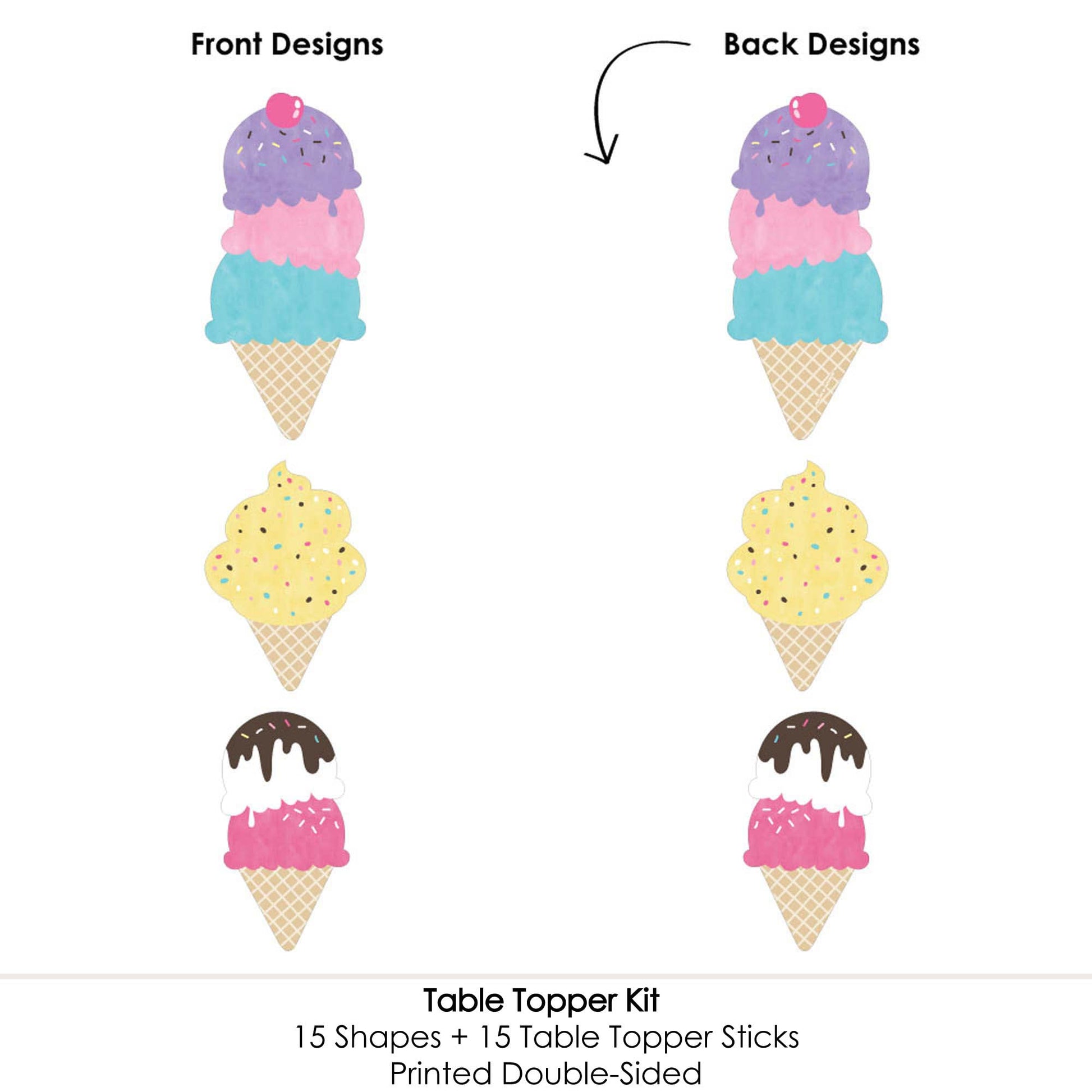 Big Dot of Happiness Scoop Up the Fun - Ice Cream - Sprinkles Party Centerpiece Sticks - Table Toppers - Set of 15