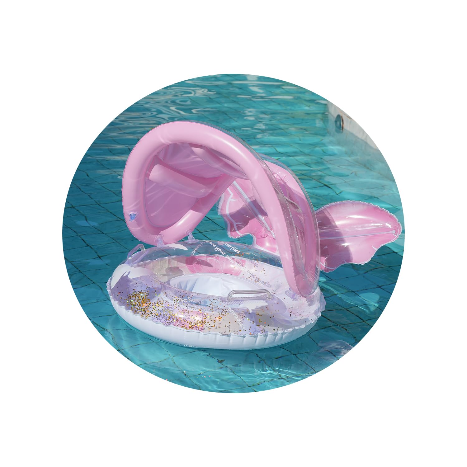 Pool Floats Kids, Inflatable Baby Toddler Swim Ring with Gold Glitter Butterfly Back Support, Ages 6+ Months Under 50 lb, Cute Summer Pool Floaties