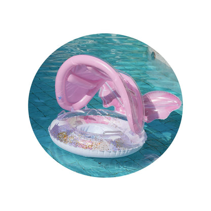 Pool Floats Kids, Inflatable Baby Toddler Swim Ring with Gold Glitter Butterfly Back Support, Ages 6+ Months Under 50 lb, Cute Summer Pool Floaties