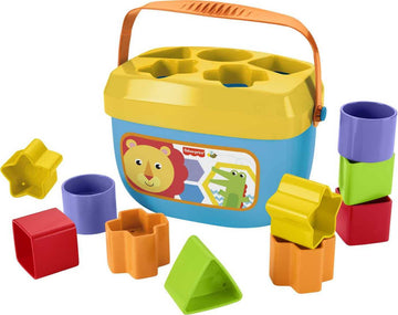 Fisher-Price Infant Toy Baby’s First Blocks, 10 Shapes & Storage Bucket, Sorting Activity for Fine Motor Skill Development Play Ages 6+ Months