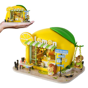 Montidey Dollhouse Miniature DIY House Kit,Mini 3D Wooden Doll House Craft Model with LED Creative Room Perfect DIY Gift for Friends, Lovers