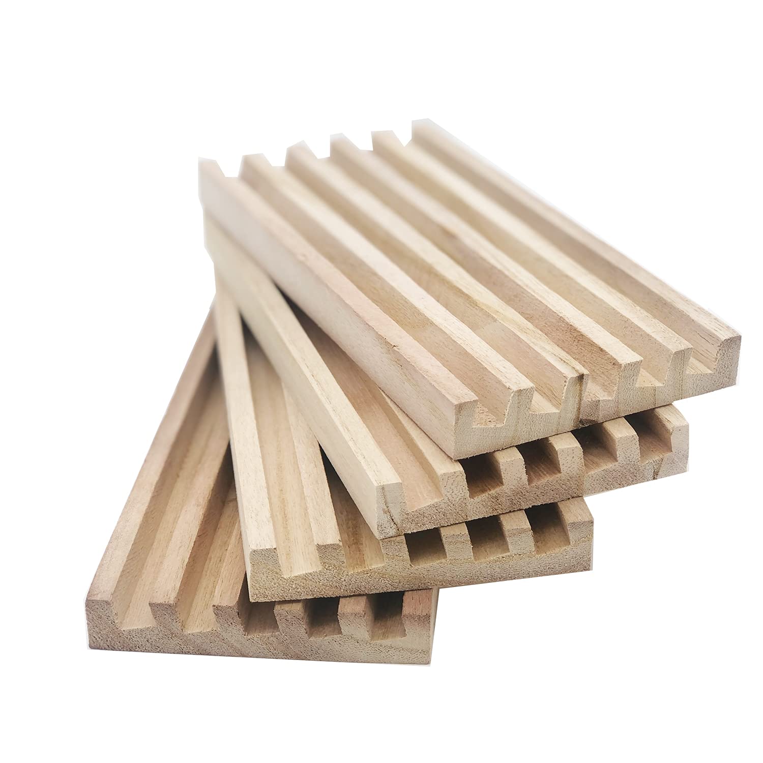 ESSAJOY Wooden Domino Trays/Racks Set of 4 Domino Tiles Holders Mexican Train Wooden Trays/Racks Wood Organizers for Chicken Foot (4 Domino Tiles