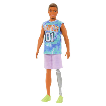 Barbie Fashionistas Ken Fashion Doll #212 with Prosthetic Leg Wearing Removable Los Angeles Jersey, Purple Shorts & Sneakers