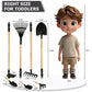 CHEERBANK 7PCS Kids Gardening Tools, Long Shovel, Rake for Leaves, Spade, Hoe, Steel Heads & Real Wood Handle, Yard Tools for Children Toddlers Gifts