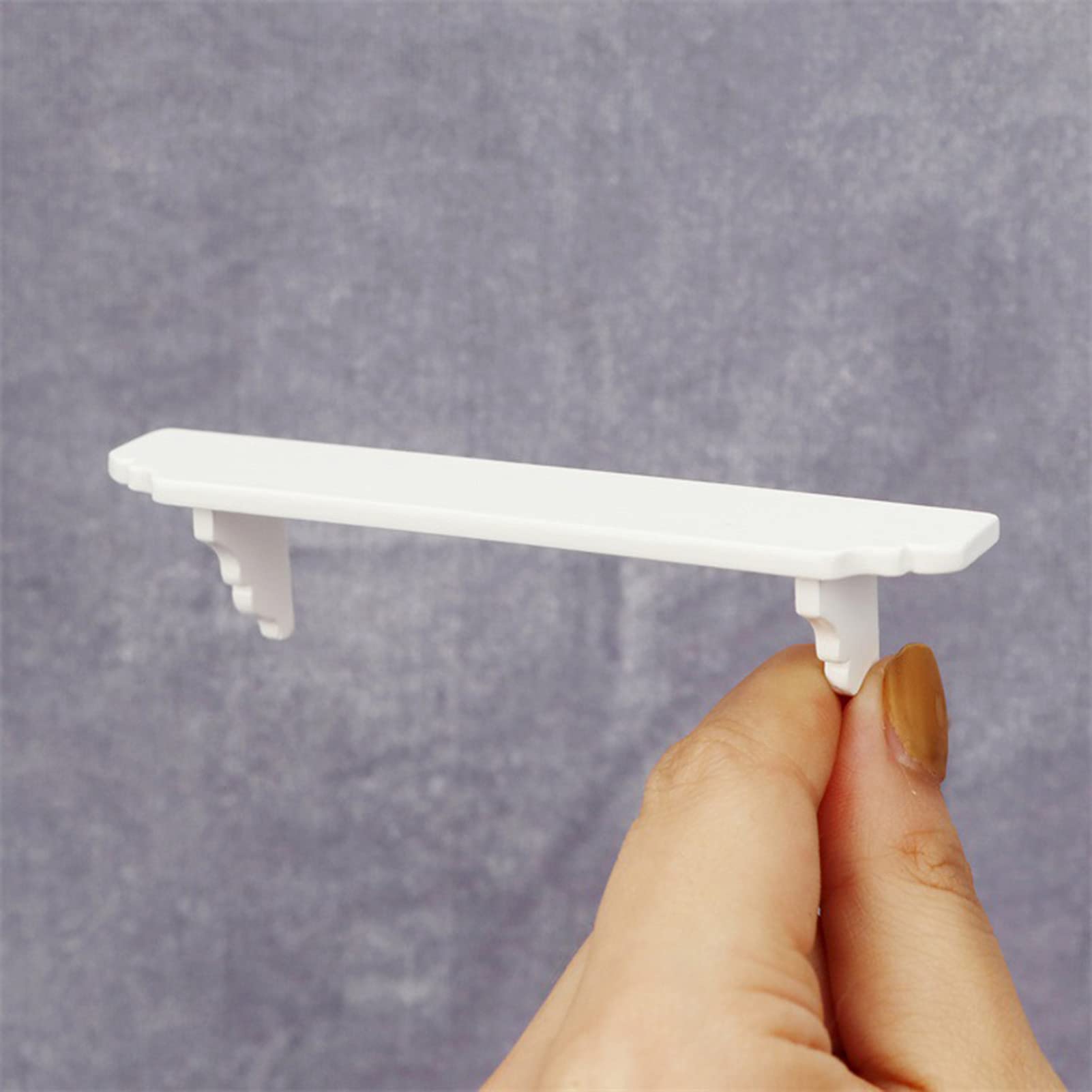 Calsgkspray Dollhouse Wall Shelf, 1:12 Scale Miniature Dollhouse Accessories, White Doll House Storage Wall Shelf for Kitchen Scene