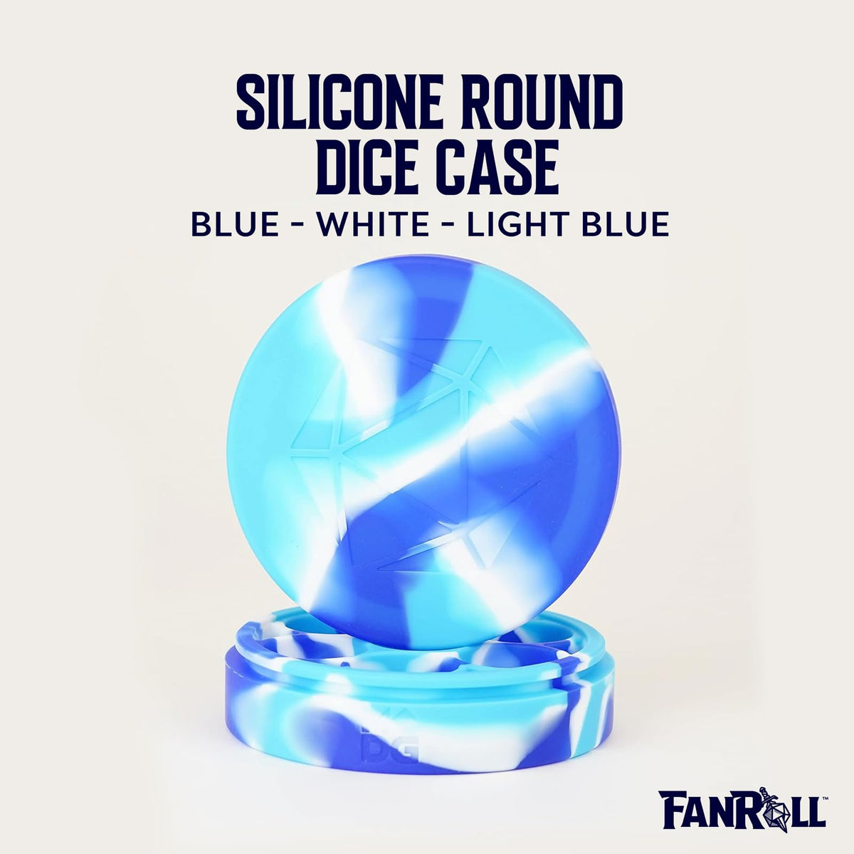 FanRoll Silicone Round Dice Case: Blue/White/Light Blue, Role Playing Game Dice Accessories for Dungeons and Dragons