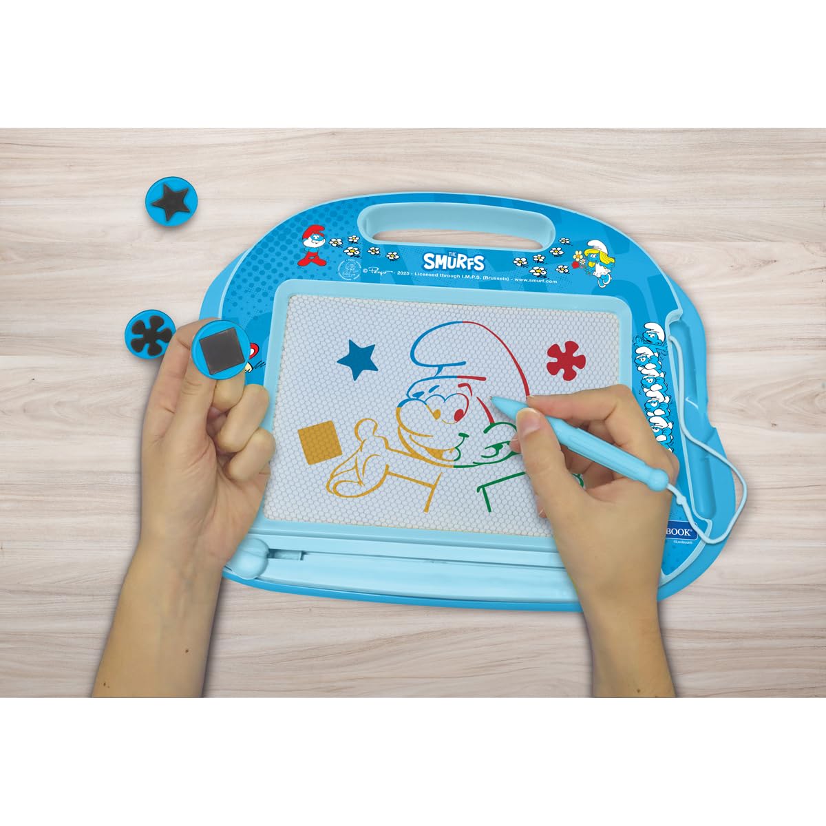 LEXiBOOK, The Smurfs, A5 Magic Slate with Magnetic Accessories, Blue, CRSF550