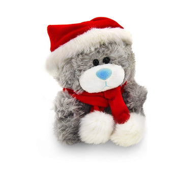 Plushland Adorable Soft and Hairy Santa Teddy Bear, Stuffed Animal -Holiday Toys - Xmas Party Favors for Kids (New Christmas Qbeba Bear Gray)