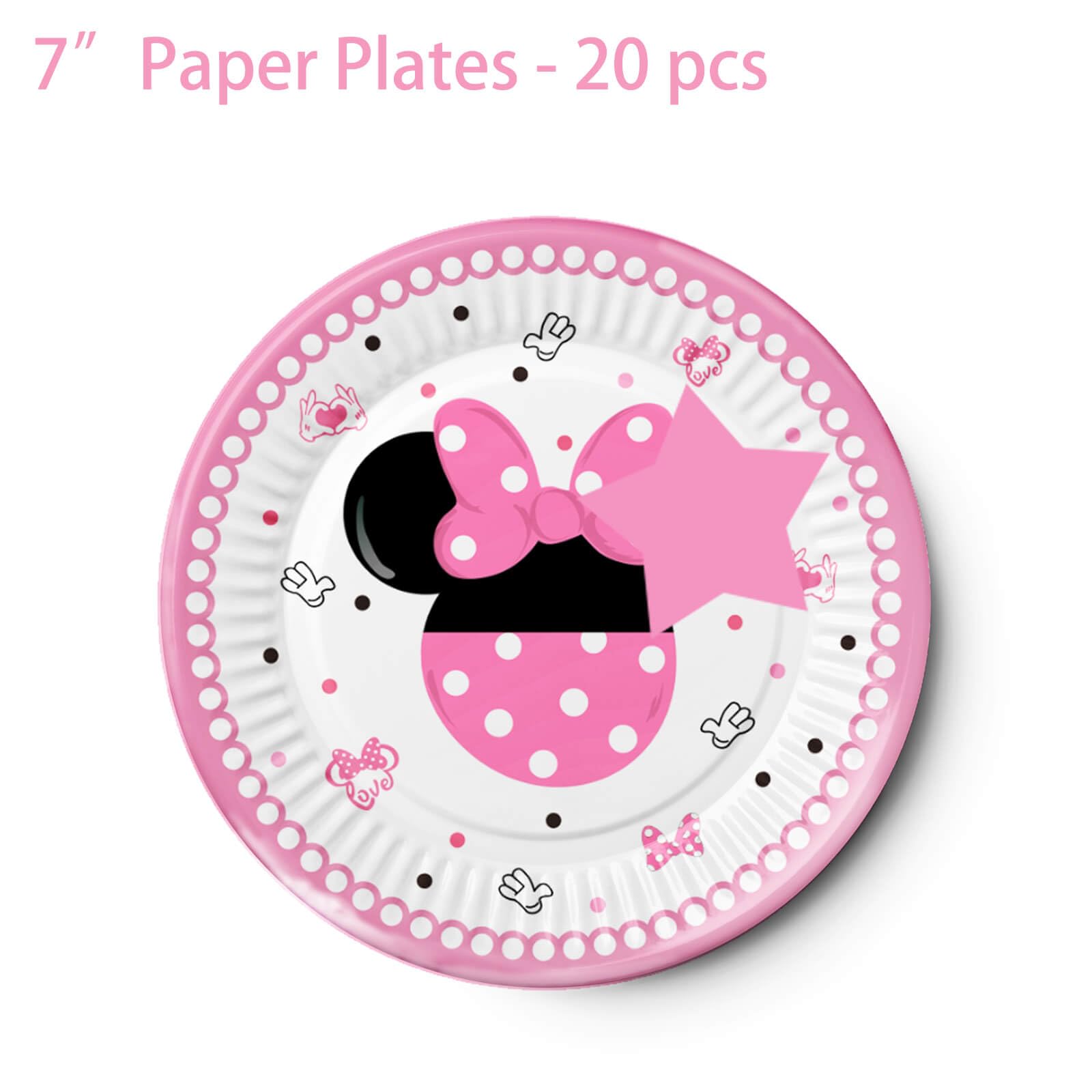 117 Pcs Pink Cartoon Party Dessert Plates Napkins Forks Tablecloth Cups Birthday Banner Tablecovers for Baby Shower Girls 1st 2nd 3rd 4th 5th Birthday