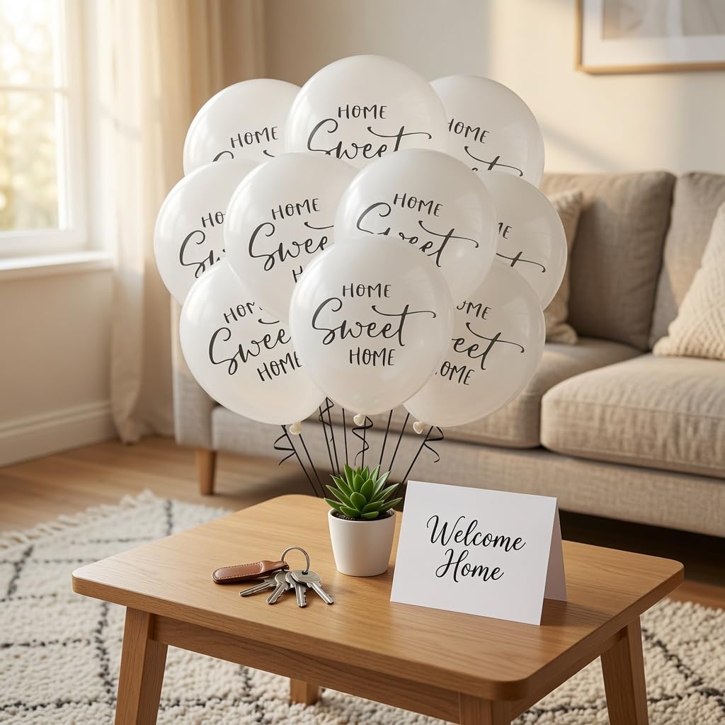 Home Sweet Home Balloons 12 Count Standard Size, Housewarming Party, Real estate Open House New Home Owners Party Latex Balloon 12" Decorations