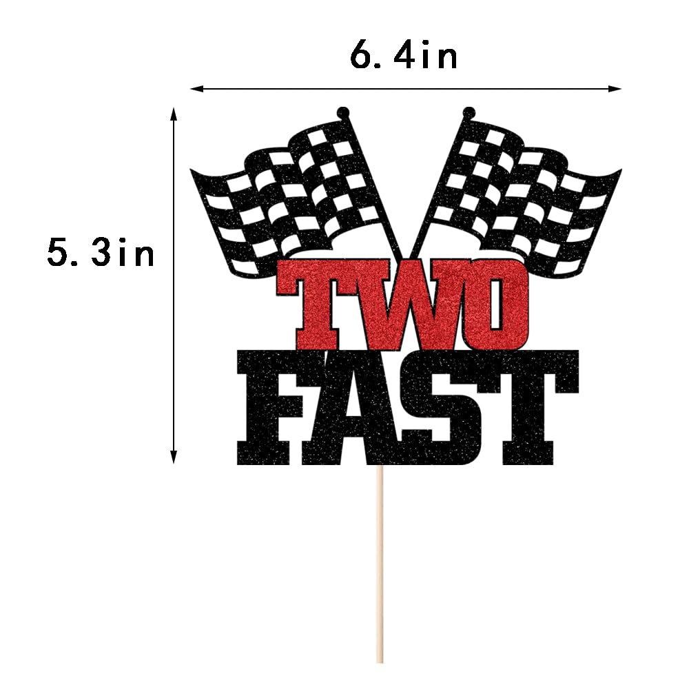 Keoysek Two Fast Cake Topper Glitter Race Car Theme 2nd Birthday Party