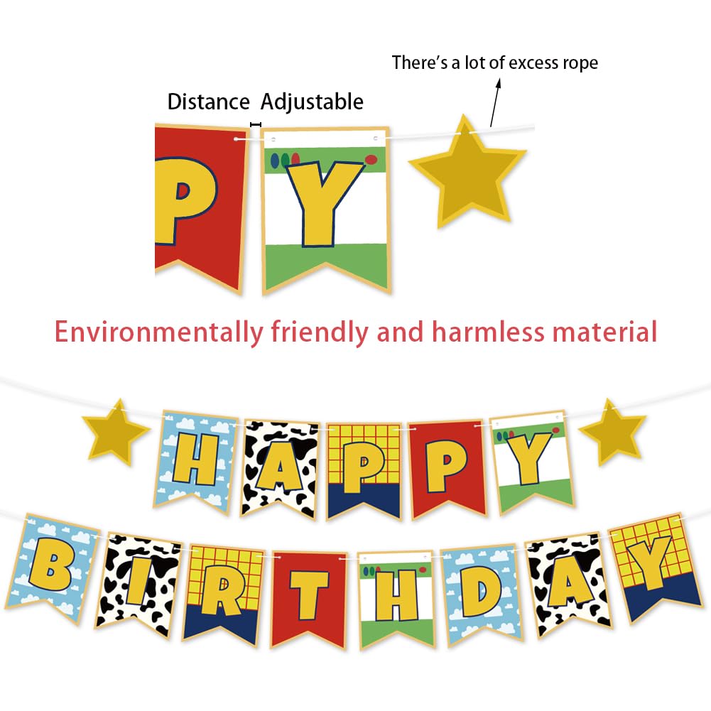 Cartoon Toy Birthday Happy Banner And Garland Cartoon Story Party Decoration Supplies Baby Shower Cartoon Story Party Supplies And Provisions Birthday