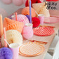 Jollity & Co Check It! Dinner Plates - Peaches N' Cream Paper Plates - Pack of 8 Paper Plates Disposable - Checkered Pattern Party Plates for Baby