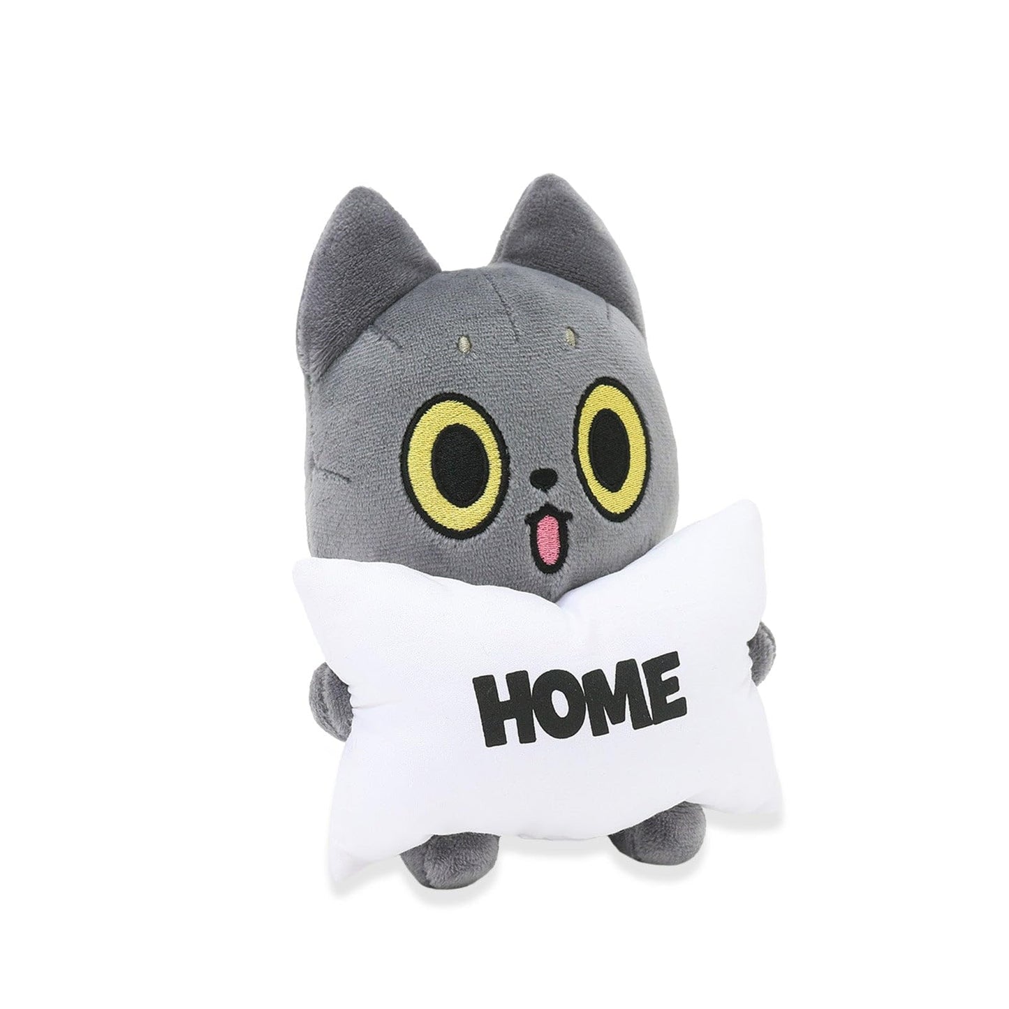 HAKONGEE Grey Cat Plush, Kawaii Weighted Cat Holding Home Pillow, 6"