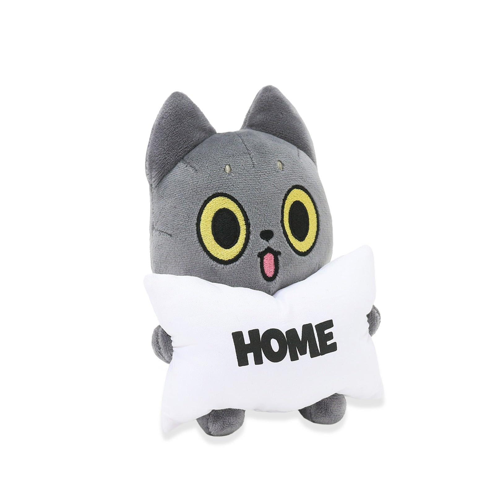 HAKONGEE Grey Cat Plush, Kawaii Weighted Cat Holding Home Pillow, 6"