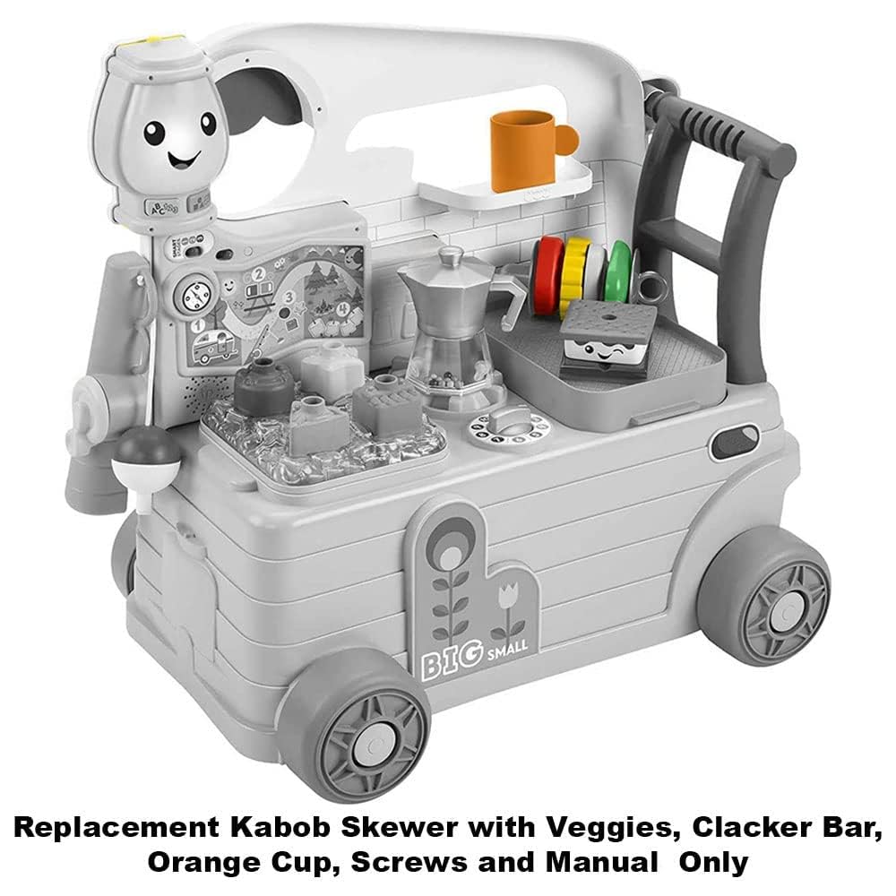 Replacement Parts for Fisher-Price Laugh & Learn 3-in-1 On The Go Camper - GTJ59 ~ Replacement Kabob Skewer with Veggies, Clacker Bar, Orange Cup