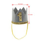 FEESHOW Baby Girls Boy First 1st Birthday Hat Prince Party Sparkle Crown Elastic Headband Cake Smash Photo Prop (Gray Number 1)