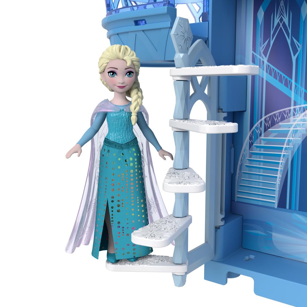 Mattel Disney Princess Toys, Storytime Stackers Elsa Ice Palace, Stackable Castle Doll House with Small Doll & 8 Pieces, Inspired by The Disney Frozen