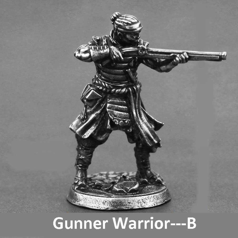 Alloy Samurai Model, Ancient Mini Warrior Model Toy, Japanese Style Table Games and Chess Decoration Military Manual, DIY Alloy Samurai Doll (Gunner