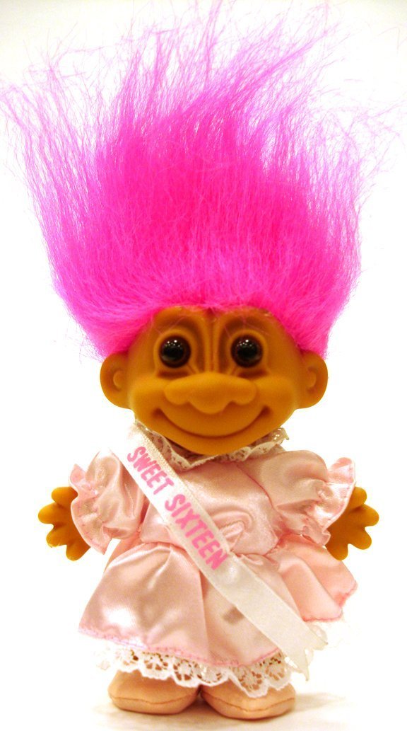 Russ Berrie My Lucky Sweet Sixteen Troll Doll (Hot Pink Hair)