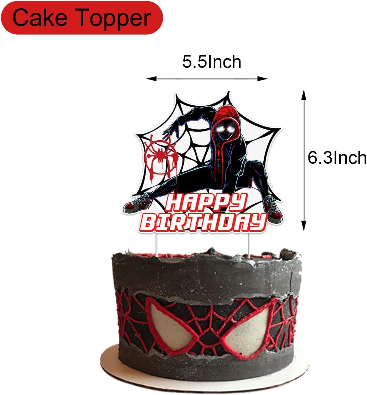 Ddajksq 25Pcs Miles Morales Party Cake Decorations, Spider Birthday Cake Cupcake Toppers for Spidey Party Supplies