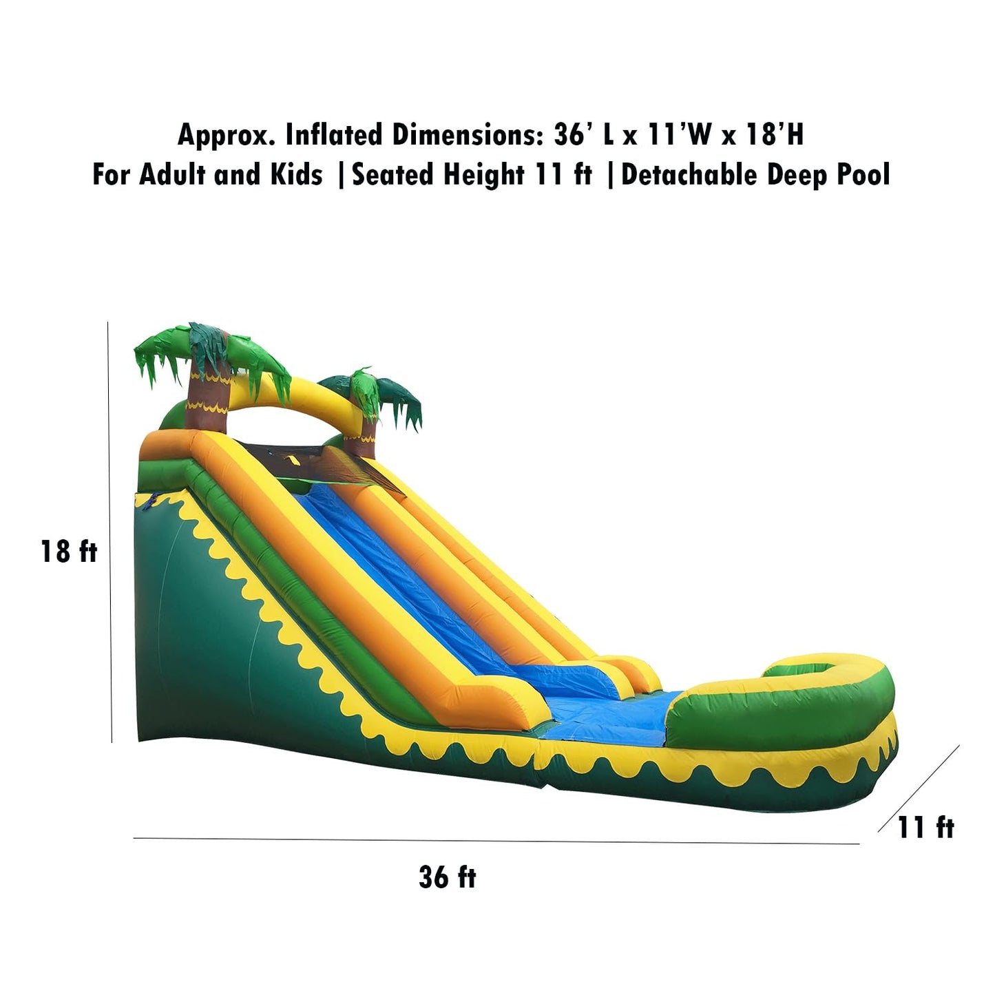 JumpOrange Commercial Grade Inflatable 18' Tropical Aloha Super Party Water Slide, 100% PVC VINYL With Air Blower