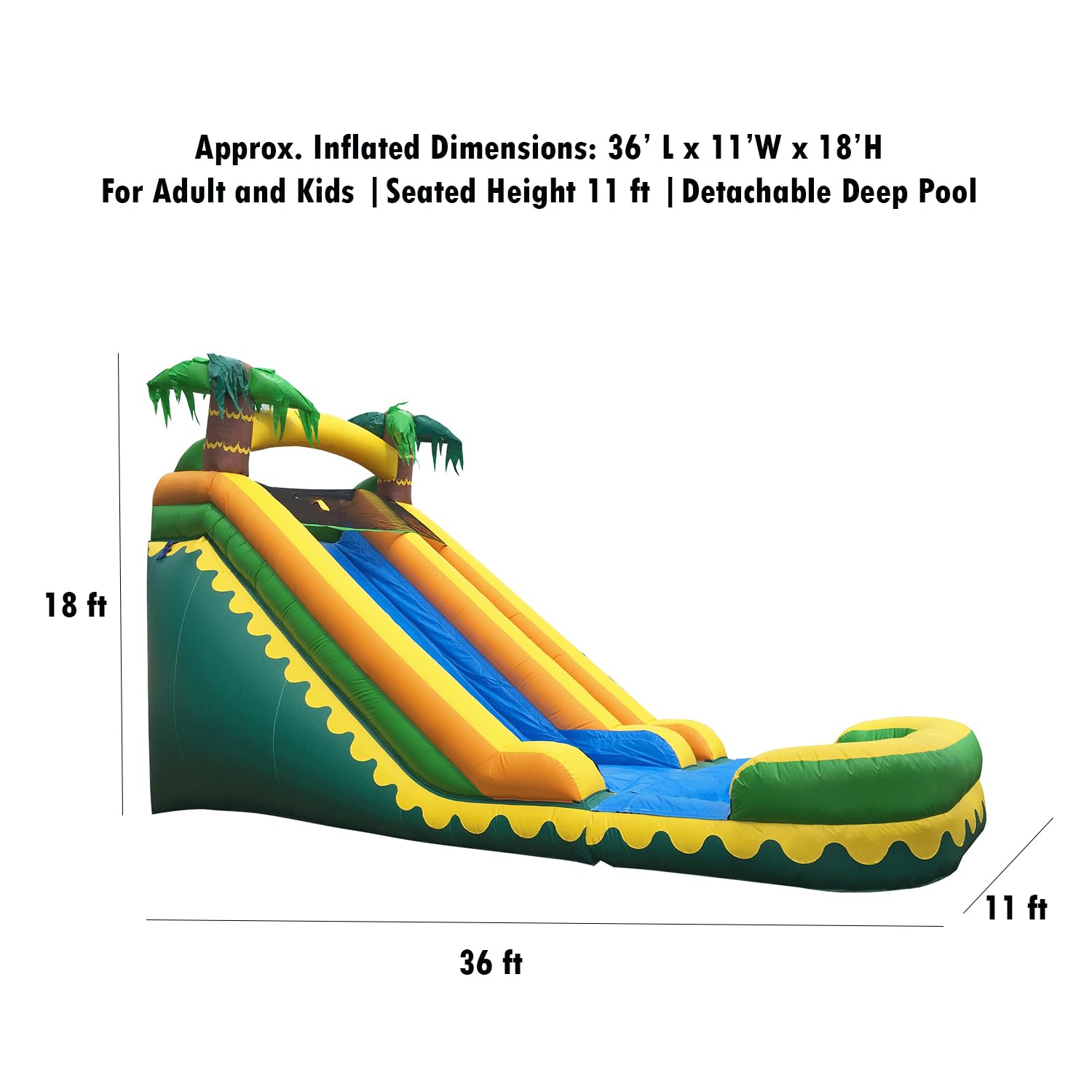 JumpOrange Commercial Grade Inflatable 18' Tropical Aloha Super Party Water Slide, 100% PVC VINYL With Air Blower