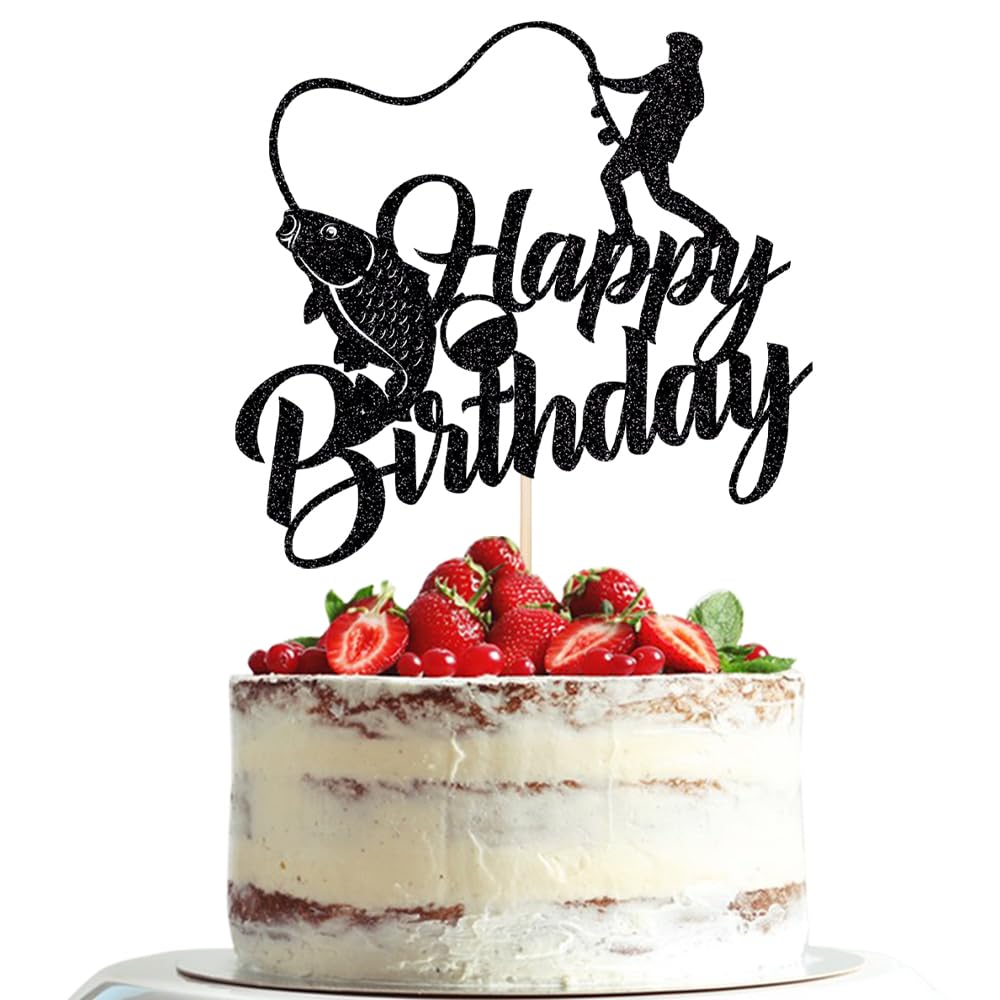 Dxsdgetue Fishing Cake Topper?Fisherman Birthday Party Decorations