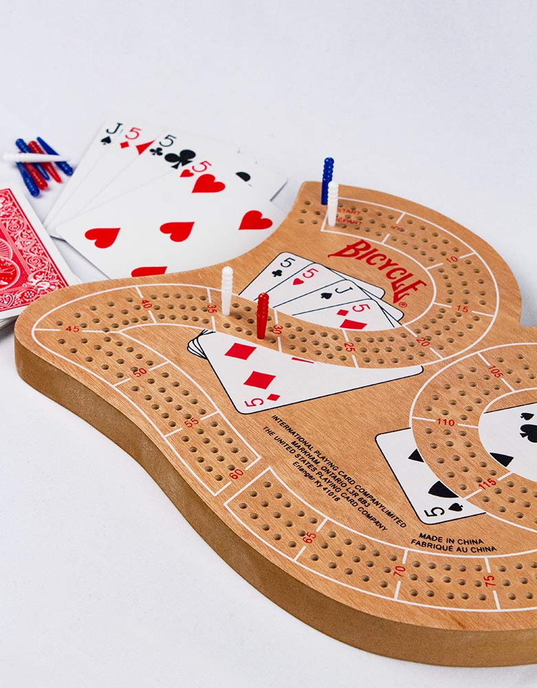 Bicycle Large 29 Wood Cribbage Board, Brown
