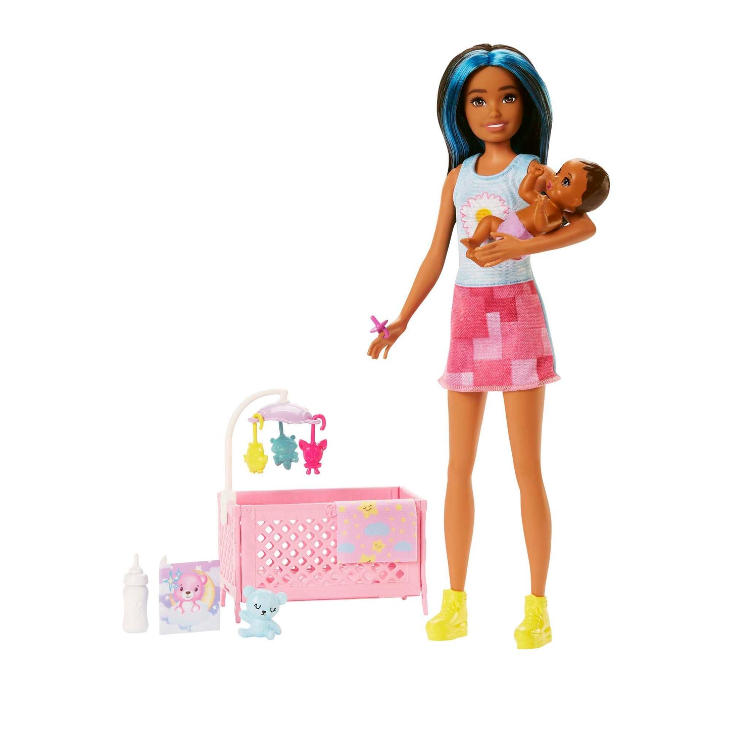 Barbie Skipper Babysitters, Inc. Crib Playset with Doll, Baby Doll with Sleepy Eyes, Furniture & Accessories