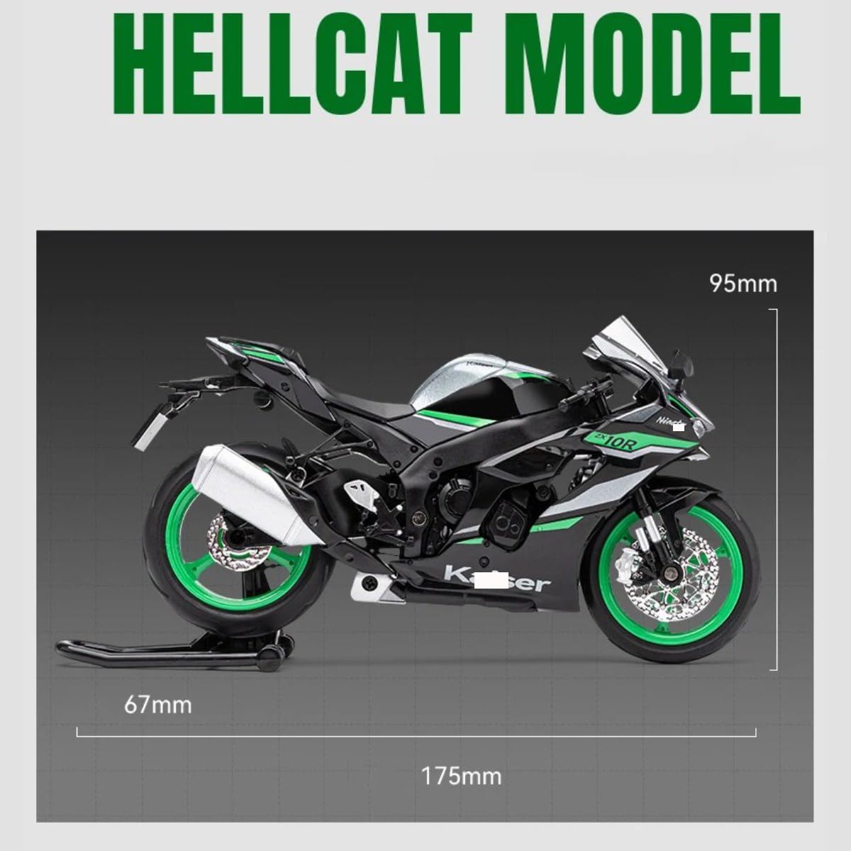 HTLNUZD 1/12 Ninja ZX10R Alloy Die Cast Motorcycle for Kawasaki Ninja ZX10R Vehicle Sound and Light Off Road Autocycle Collectible Model (Green ZX10R)