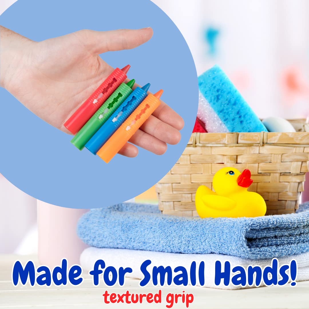 SCS Direct Bath Crayons Super Set -Set of 12 Draw in the Tub Colors with Bathtub Storage Mesh Bag -Non-Toxic, Safe for Children, Won't Disintegrate in