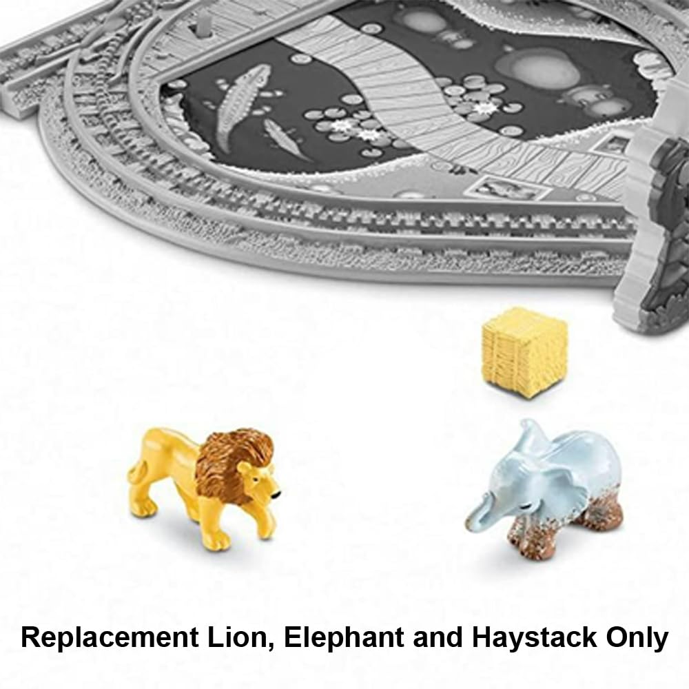 Fisher-Price Replacement Parts GeoTrax On The Go Zoo Playset N4799 - Replacement Lion, Elephant and Haystack Figures