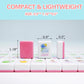 Portable Pink Mahjong Set 160 Premium Melamine Tiles, Engraved American Mahjong Game with Carrying Bag&3 Dice Compact 0.9” x 1.18” x 0.5” Tiles