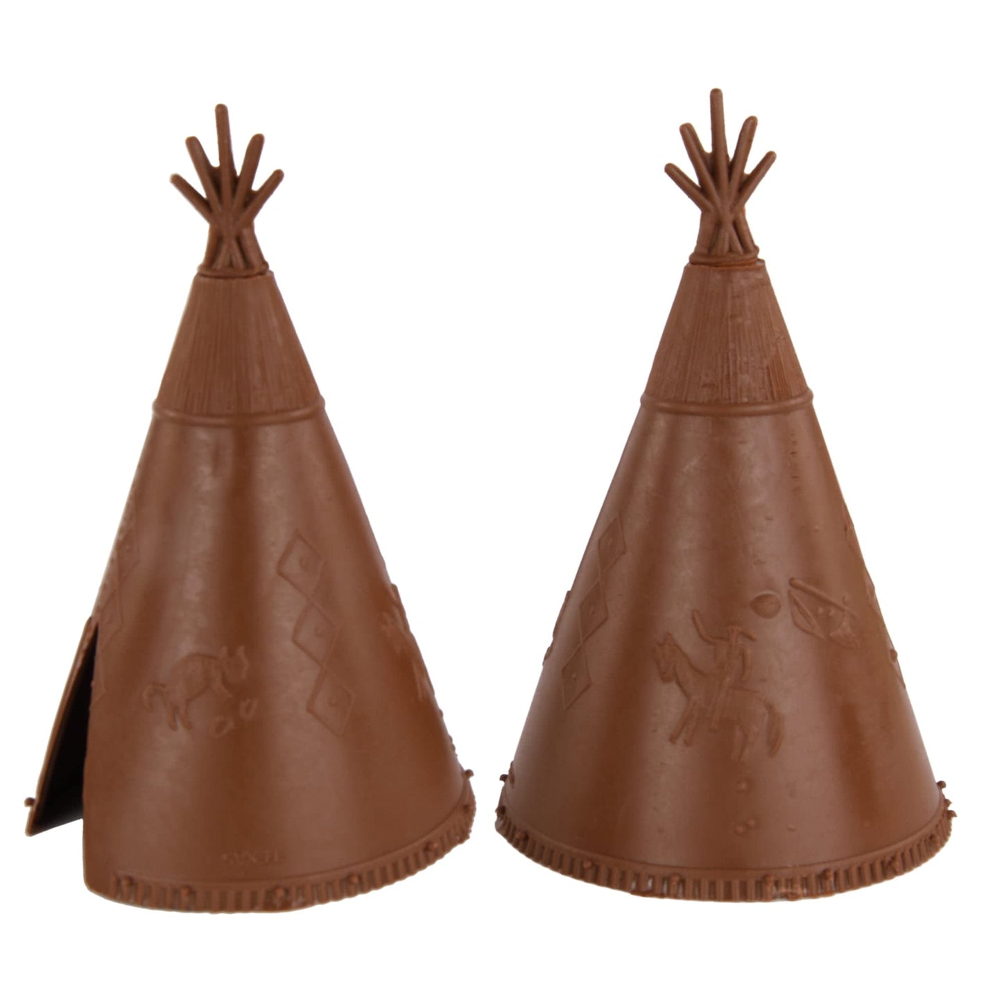 BMC Classic Plains Indian Teepees - Brown 3pc Western Plastic Playset Accessories