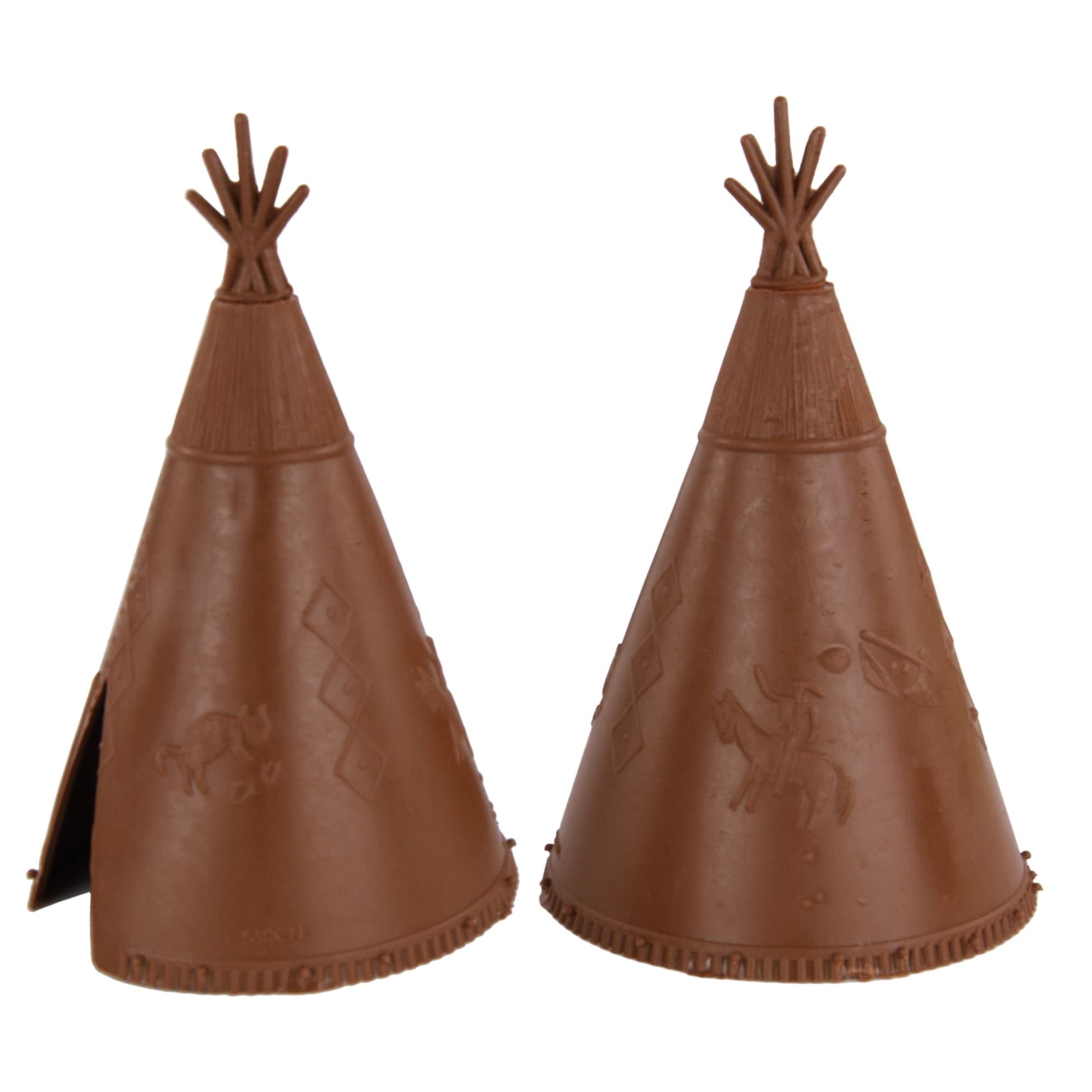 BMC Classic Plains Indian Teepees - Brown 3pc Western Plastic Playset Accessories