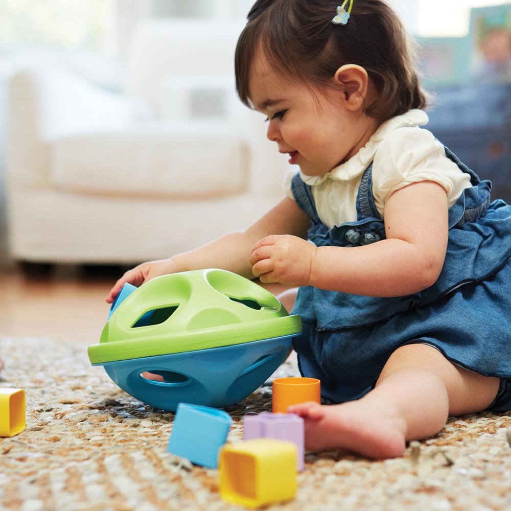 Green Toys Shape Sorter, Green/Blue - 10 Piece Motor Skills, Shape Categorization Kids Toy. Safe for Babies and Toddlers. No BPA, PVC. Dishwasher