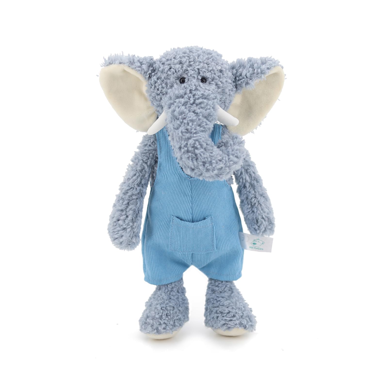 MR ViviCare 16" Soft Blue Elephant Stuffed Animals for Boys and Girls,Cuddly Knitted Dressed Stuffed Elephant Plush Toys for Newborn Babies