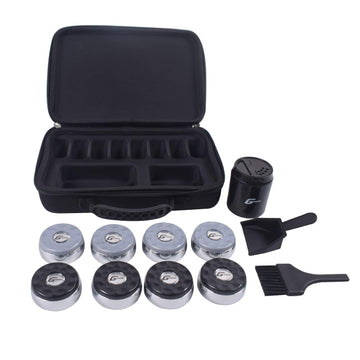 GAMESUN Shuffleboard Pucks (Set of 8) - 2 5/16" (58mm) with ABS Caps - Chrome, Black