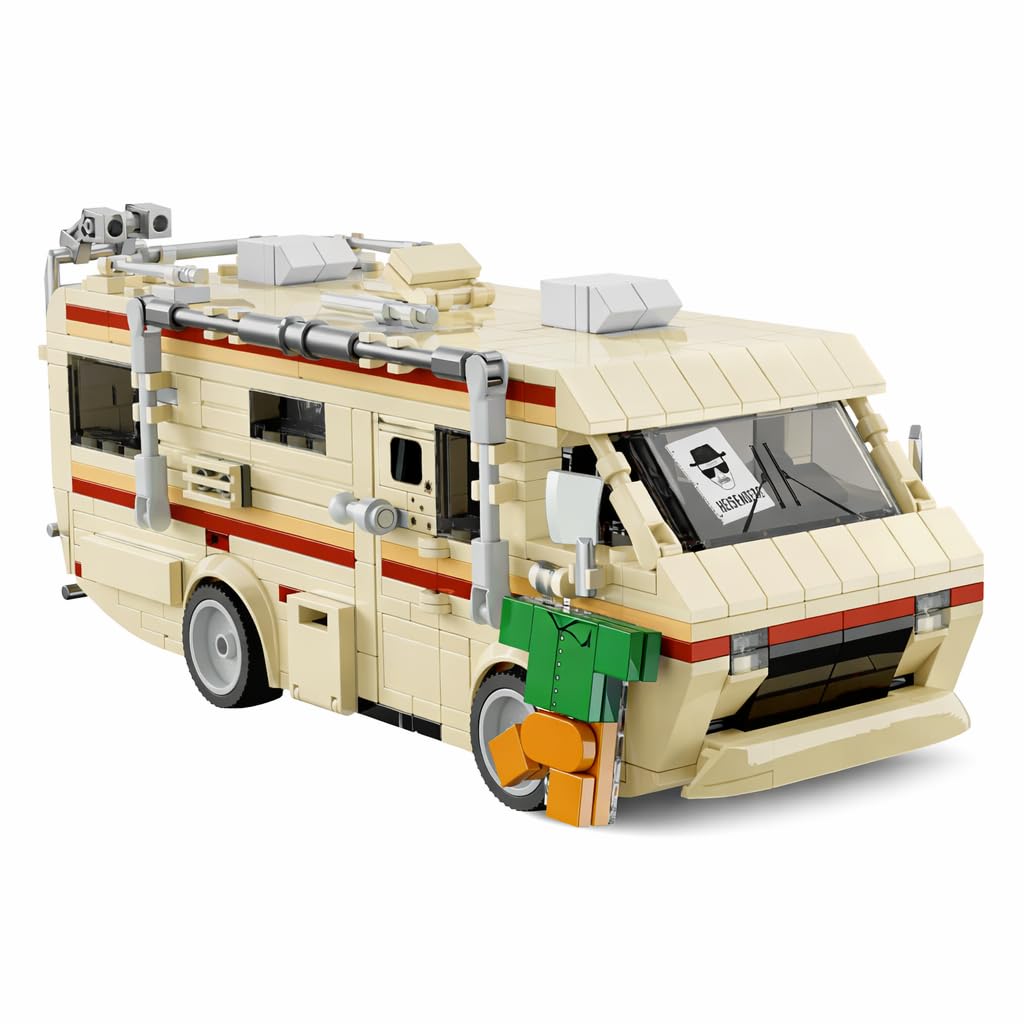Brickcraft Officially Licensed Breaking Bad RV Building Kit (477 Pieces) Walter White’s Rolling Camper Van Set with Secret Lab Interior, TV Show