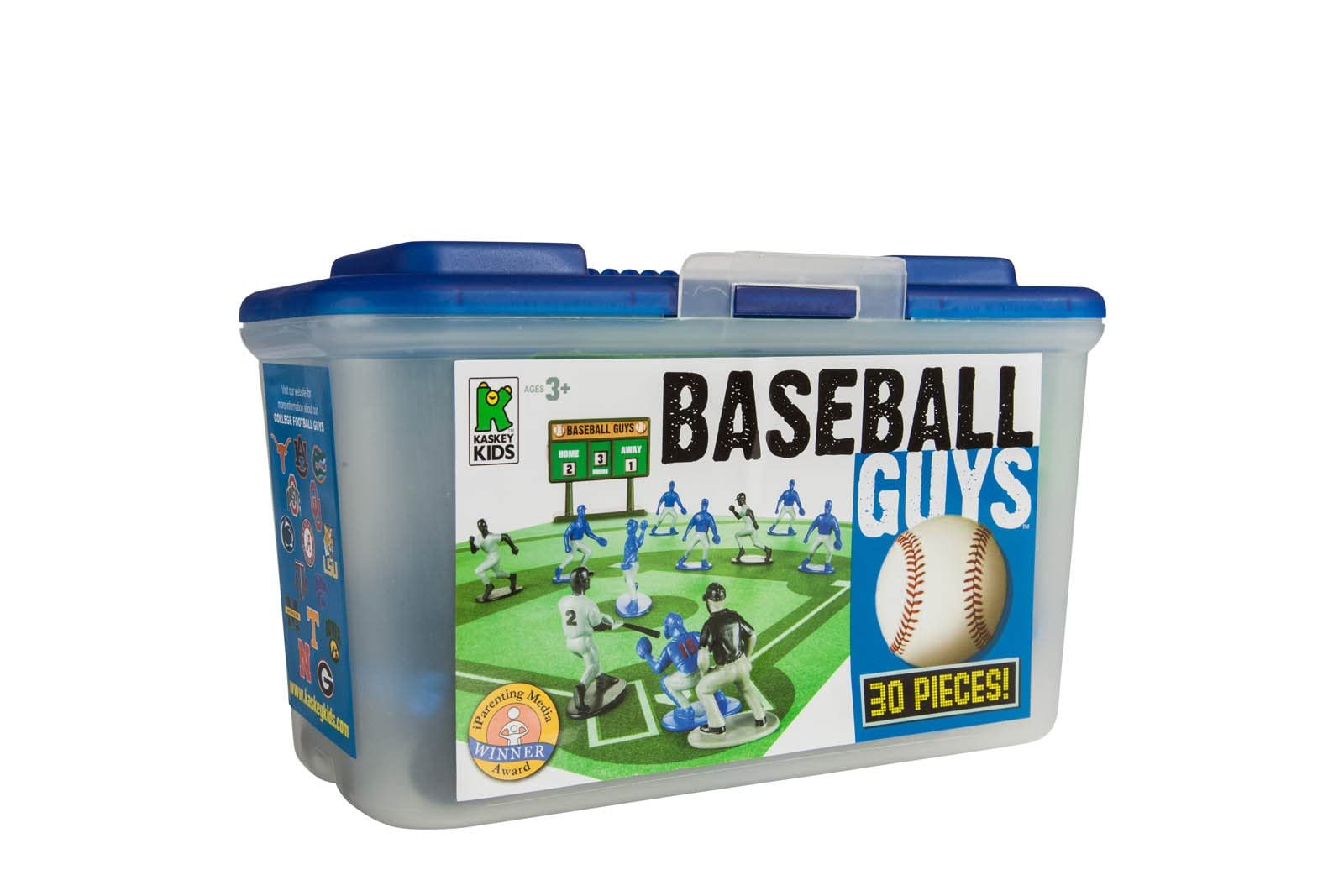 Kaskey Kids Baseball Guys, Black Gray vs. Blue Gray, 29 Pieces in Each Set, Includes 2 Teams, Accessories, and Travel Storage Case, Nostalgic Sports
