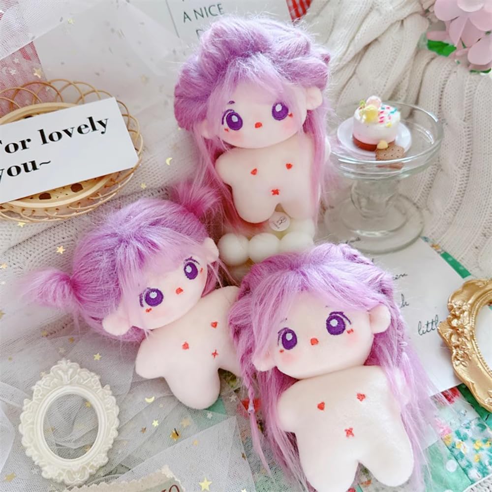 niannyyhouse 10cm Plush Doll Purple Girl Humanoid Stuffed Body no Attribute Astral Body Wearable Clothing Dress Up Gifts